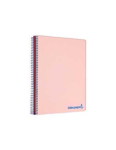 Cuaderno espiral liderpapel a5 micro wonder tapa plastico 120h 90g cuadro 5mm 5 bandas 6 taladros color rosa