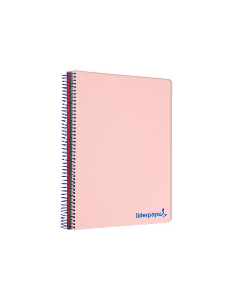 Cuaderno espiral liderpapel a5 micro wonder tapa plastico 120h 90g cuadro 5mm 5 bandas 6 taladros color rosa