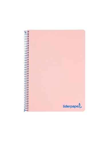 Cuaderno espiral liderpapel a5 micro wonder tapa plastico 120h 90g cuadro 5mm 5 bandas 6 taladros color rosa