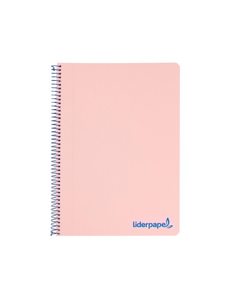Cuaderno espiral liderpapel a5 micro wonder tapa plastico 120h 90g cuadro 5mm 5 bandas 6 taladros color rosa