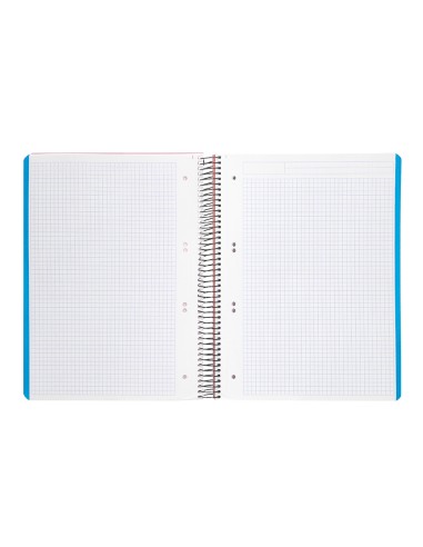 Cuaderno espiral liderpapel a5 micro wonder tapa plastico 120h 90g cuadro 5mm 5 bandas 6 taladros color naranja