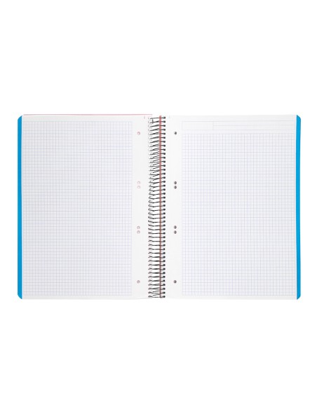 Cuaderno espiral liderpapel a5 micro wonder tapa plastico 120h 90g cuadro 5mm 5 bandas 6 taladros color naranja