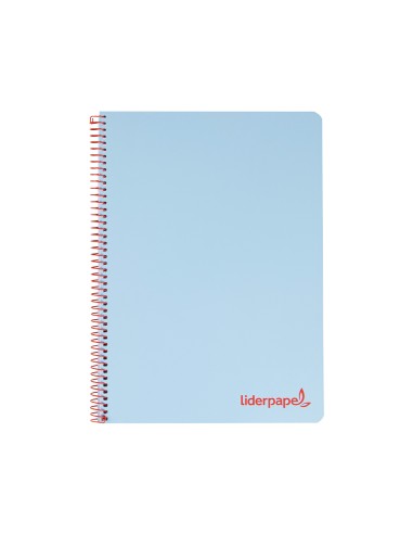 Cuaderno espiral liderpapel a5 micro wonder tapa plastico 120h 90g cuadro 5mm 5 bandas 6 taladros color celeste