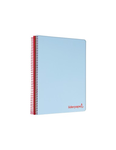 Cuaderno espiral liderpapel a5 micro wonder tapa plastico 120h 90g cuadro 5mm 5 bandas 6 taladros color celeste