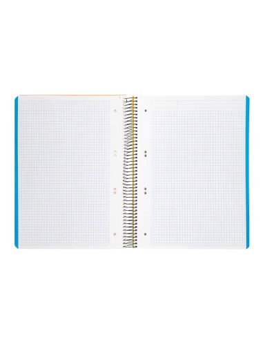 Cuaderno espiral liderpapel a5 micro wonder tapa plastico 120h 90g cuadro 5mm 5 bandas 6 taladros color amarillo