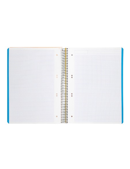 Cuaderno espiral liderpapel a5 micro wonder tapa plastico 120h 90g cuadro 5mm 5 bandas 6 taladros color amarillo