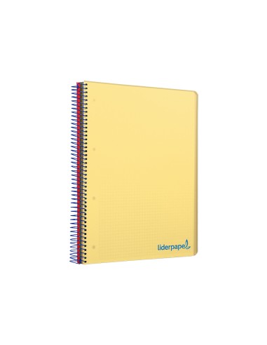 Cuaderno espiral liderpapel a5 micro wonder tapa plastico 120h 90g cuadro 5mm 5 bandas 6 taladros color amarillo