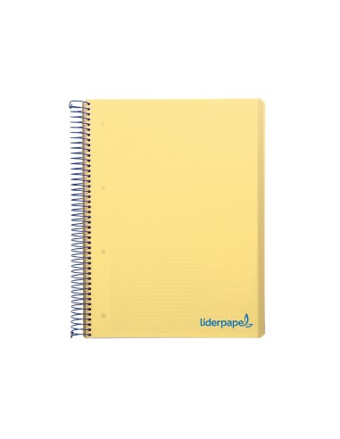 Cuaderno espiral liderpapel a5 micro wonder tapa plastico 120h 90g cuadro 5mm 5 bandas 6 taladros color amarillo