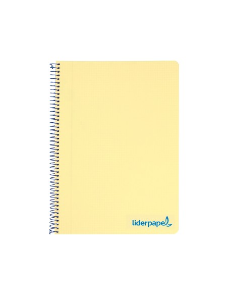 Cuaderno espiral liderpapel a5 micro wonder tapa plastico 120h 90g cuadro 5mm 5 bandas 6 taladros color amarillo