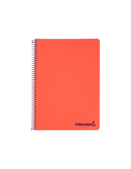 Cuaderno espiral liderpapel a4 wonder tapa plastico 80h 90gr cuadro 4mm con margen color rojo