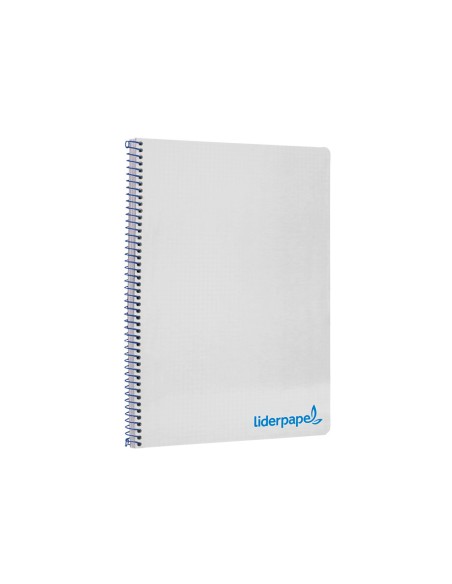 Cuaderno espiral liderpapel a4 wonder tapa plastico 80h 90gr cuadro 4mm con margen color gris