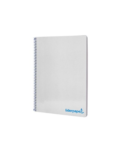 Cuaderno espiral liderpapel a4 wonder tapa plastico 80h 90gr cuadro 4mm con margen color gris