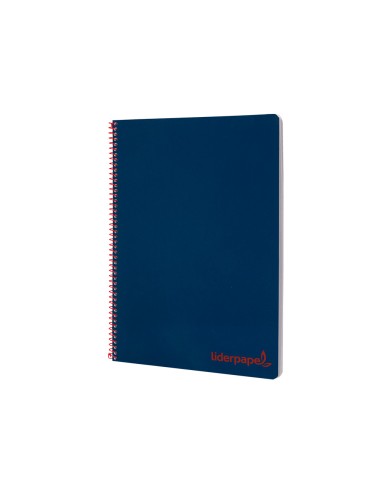 Cuaderno espiral liderpapel a4 wonder tapa plastico 80h 90gr cuadro 4mm con margen color azul marino