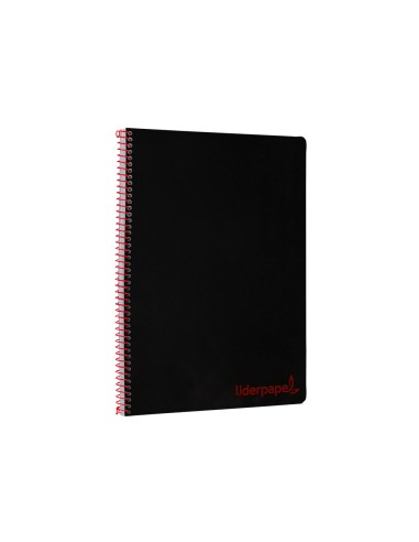 Cuaderno espiral liderpapel a4 wonder tapa plastico 80h 90gr cuadro 4mm con margen color negro