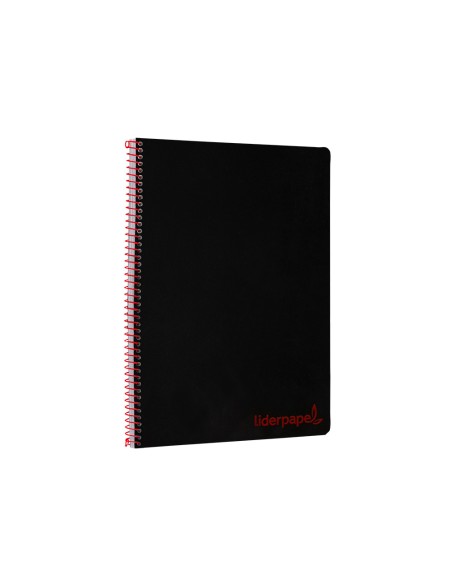Cuaderno espiral liderpapel a4 wonder tapa plastico 80h 90gr cuadro 4mm con margen color negro