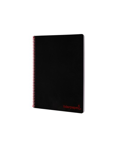 Cuaderno espiral liderpapel a4 wonder tapa plastico 80h 90gr cuadro 4mm con margen color negro