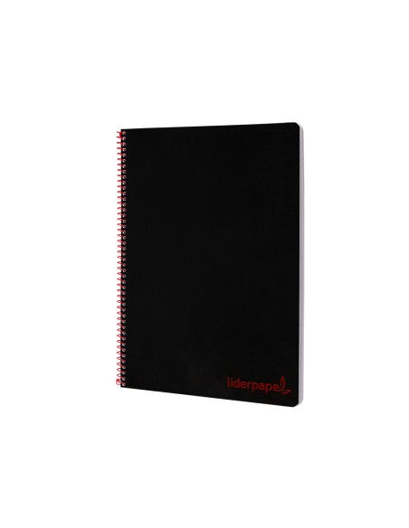 Cuaderno espiral liderpapel a4 wonder tapa plastico 80h 90gr cuadro 4mm con margen color negro