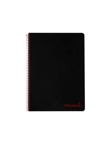 Cuaderno espiral liderpapel a4 wonder tapa plastico 80h 90gr cuadro 4mm con margen color negro