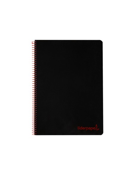 Cuaderno espiral liderpapel a4 wonder tapa plastico 80h 90gr cuadro 4mm con margen color negro