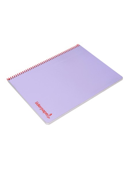 Cuaderno espiral liderpapel a4 wonder tapa plastico 80h 90gr cuadro 4mm con margen color violeta