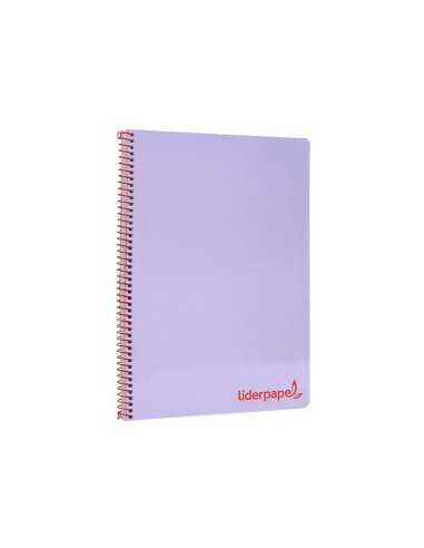 Cuaderno espiral liderpapel a4 wonder tapa plastico 80h 90gr cuadro 4mm con margen color violeta