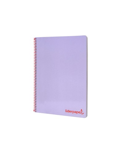 Cuaderno espiral liderpapel a4 wonder tapa plastico 80h 90gr cuadro 4mm con margen color violeta