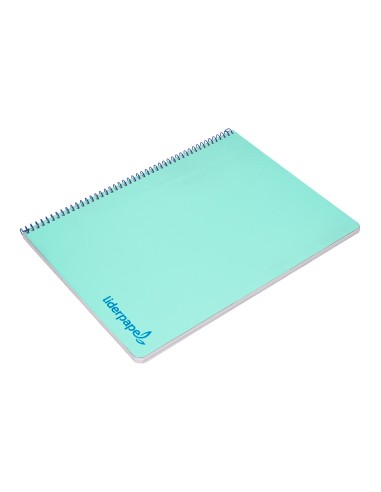 Cuaderno espiral liderpapel a4 wonder tapa plastico 80h 90gr cuadro 4mm con margen color verde