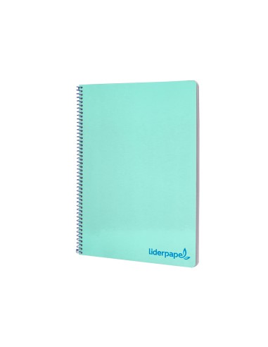 Cuaderno espiral liderpapel a4 wonder tapa plastico 80h 90gr cuadro 4mm con margen color verde