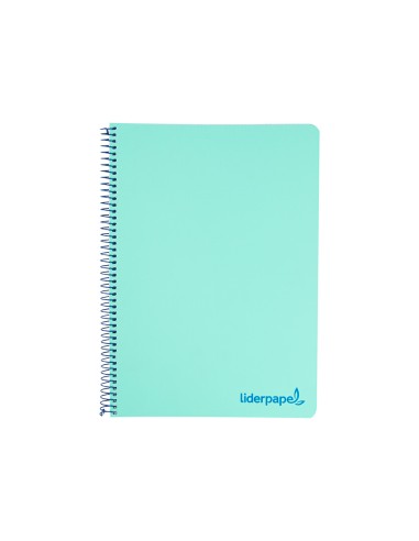 Cuaderno espiral liderpapel a4 wonder tapa plastico 80h 90gr cuadro 4mm con margen color verde