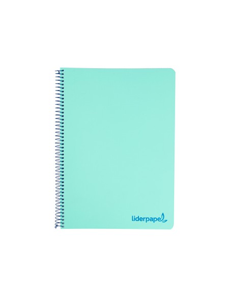 Cuaderno espiral liderpapel a4 wonder tapa plastico 80h 90gr cuadro 4mm con margen color verde