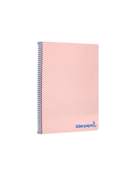 Cuaderno espiral liderpapel a4 wonder tapa plastico 80h 90gr cuadro 4mm con margen color rosa