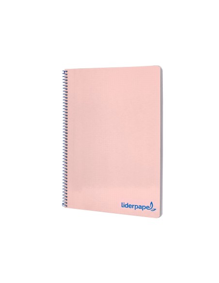 Cuaderno espiral liderpapel a4 wonder tapa plastico 80h 90gr cuadro 4mm con margen color rosa