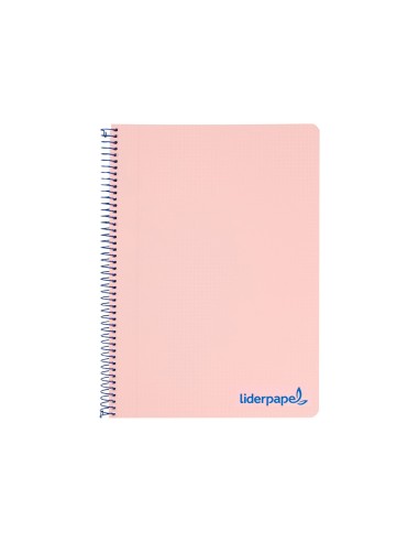 Cuaderno espiral liderpapel a4 wonder tapa plastico 80h 90gr cuadro 4mm con margen color rosa