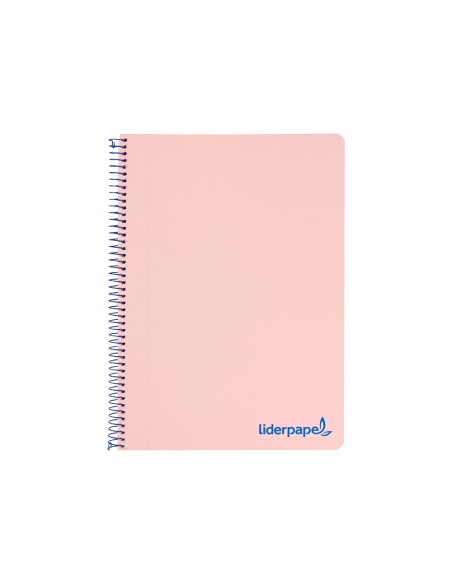 Cuaderno espiral liderpapel a4 wonder tapa plastico 80h 90gr cuadro 4mm con margen color rosa