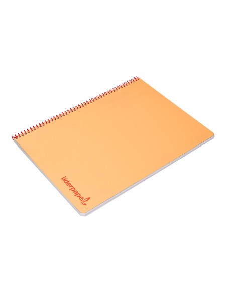 Cuaderno espiral liderpapel a4 wonder tapa plastico 80h 90gr cuadro 4mm con margen color naranja