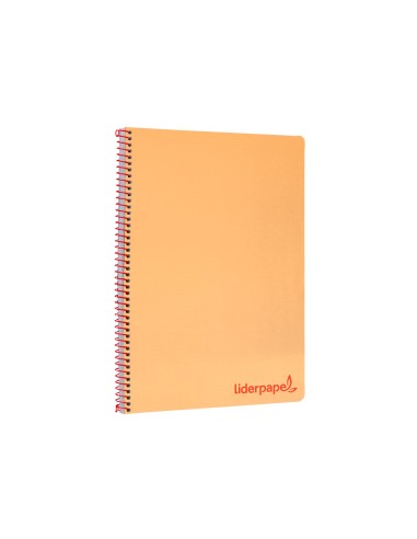 Cuaderno espiral liderpapel a4 wonder tapa plastico 80h 90gr cuadro 4mm con margen color naranja
