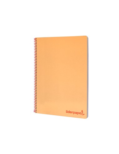 Cuaderno espiral liderpapel a4 wonder tapa plastico 80h 90gr cuadro 4mm con margen color naranja