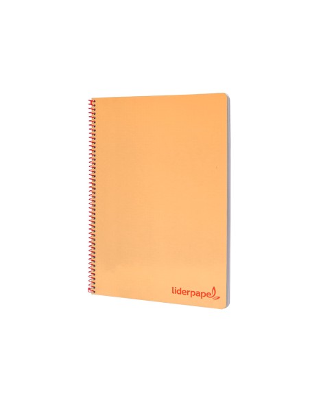 Cuaderno espiral liderpapel a4 wonder tapa plastico 80h 90gr cuadro 4mm con margen color naranja