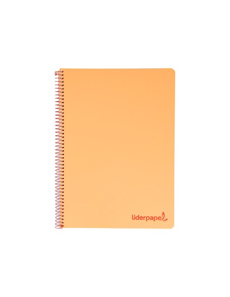 Cuaderno espiral liderpapel a4 wonder tapa plastico 80h 90gr cuadro 4mm con margen color naranja