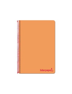 Cuaderno espiral liderpapel a4 wonder tapa plastico 80h 90gr cuadro 4mm con margen color naranja