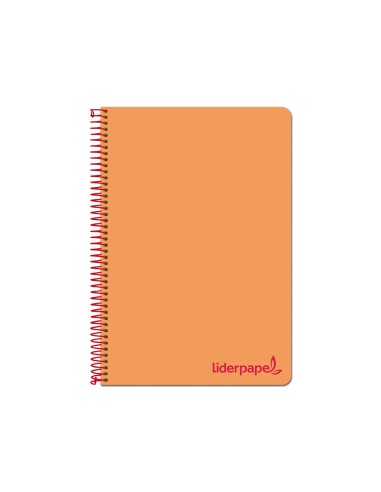 Cuaderno espiral liderpapel a4 wonder tapa plastico 80h 90gr cuadro 4mm con margen color naranja