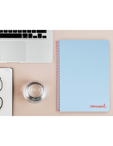 Cuaderno espiral liderpapel a4 wonder tapa plastico 80h 90gr cuadro 4mm con margen color azul