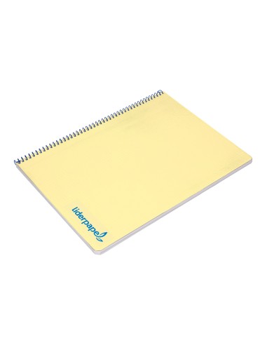 Cuaderno espiral liderpapel a4 wonder tapa plastico 80h 90gr cuadro 4mm con margen color amarillo