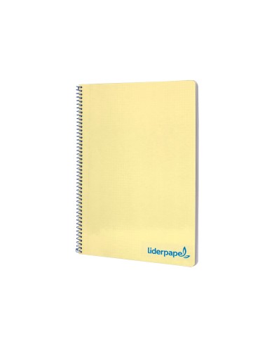 Cuaderno espiral liderpapel a4 wonder tapa plastico 80h 90gr cuadro 4mm con margen color amarillo