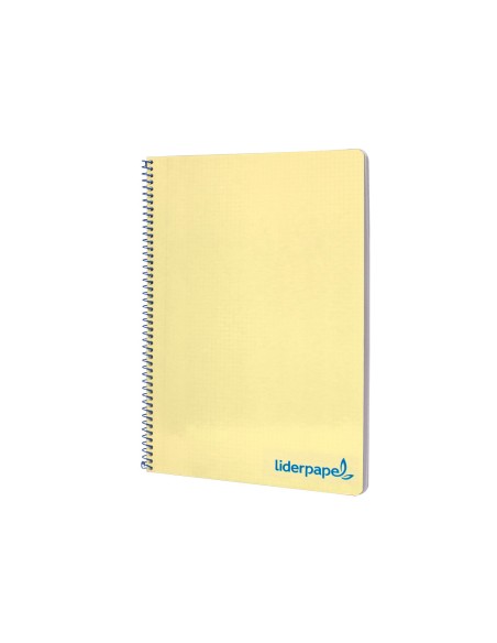 Cuaderno espiral liderpapel a4 wonder tapa plastico 80h 90gr cuadro 4mm con margen color amarillo