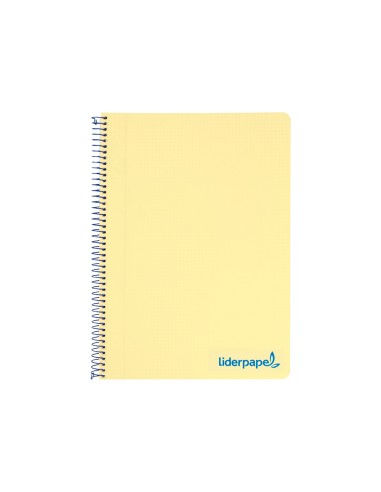 Cuaderno espiral liderpapel a4 wonder tapa plastico 80h 90gr cuadro 4mm con margen color amarillo