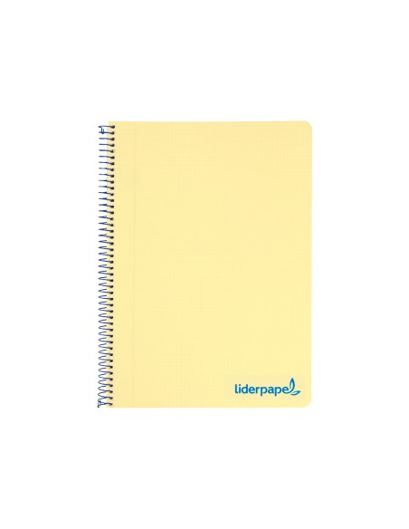 Cuaderno espiral liderpapel a4 wonder tapa plastico 80h 90gr cuadro 4mm con margen color amarillo