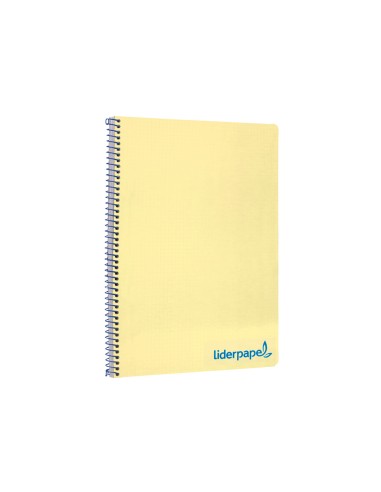 Cuaderno espiral liderpapel a4 wonder tapa plastico 80h 90gr cuadro 4mm con margen color amarillo