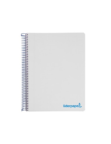 Cuaderno espiral liderpapel a4 micro wonder tapa plastico 120h 90 gr cuadro 5 mm 5 bandas 4 taladros color gris