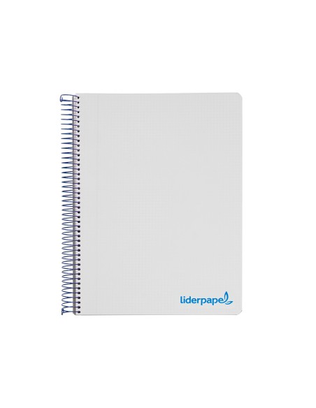 Cuaderno espiral liderpapel a4 micro wonder tapa plastico 120h 90 gr cuadro 5 mm 5 bandas 4 taladros color gris